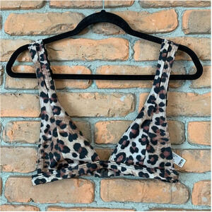 ASOS Leopard Print Bralette‎ Bikini Top Size 6 Swimwear Double Strap Triangle